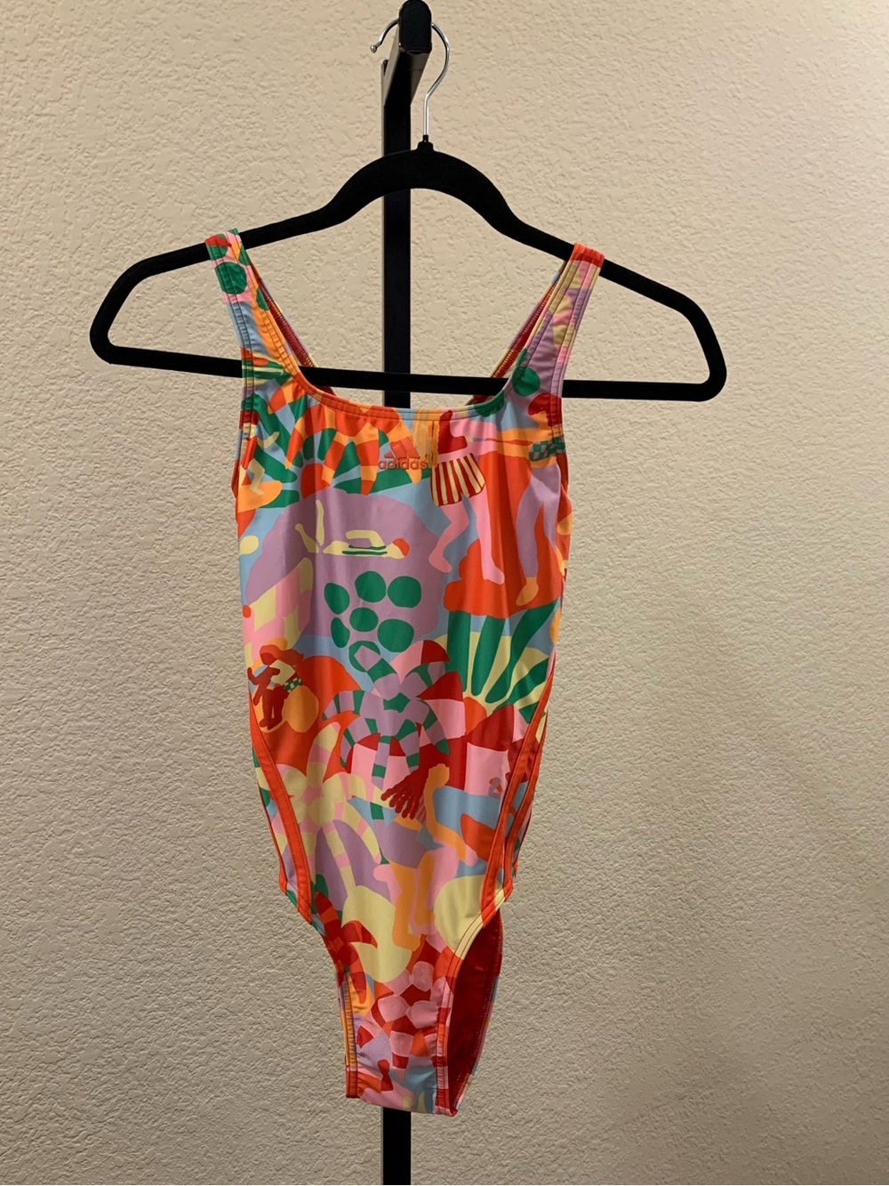 NWT Adidas x FARM Rio Pearl Citrine Colorful Abstract One Piece Swimsuit Size 2